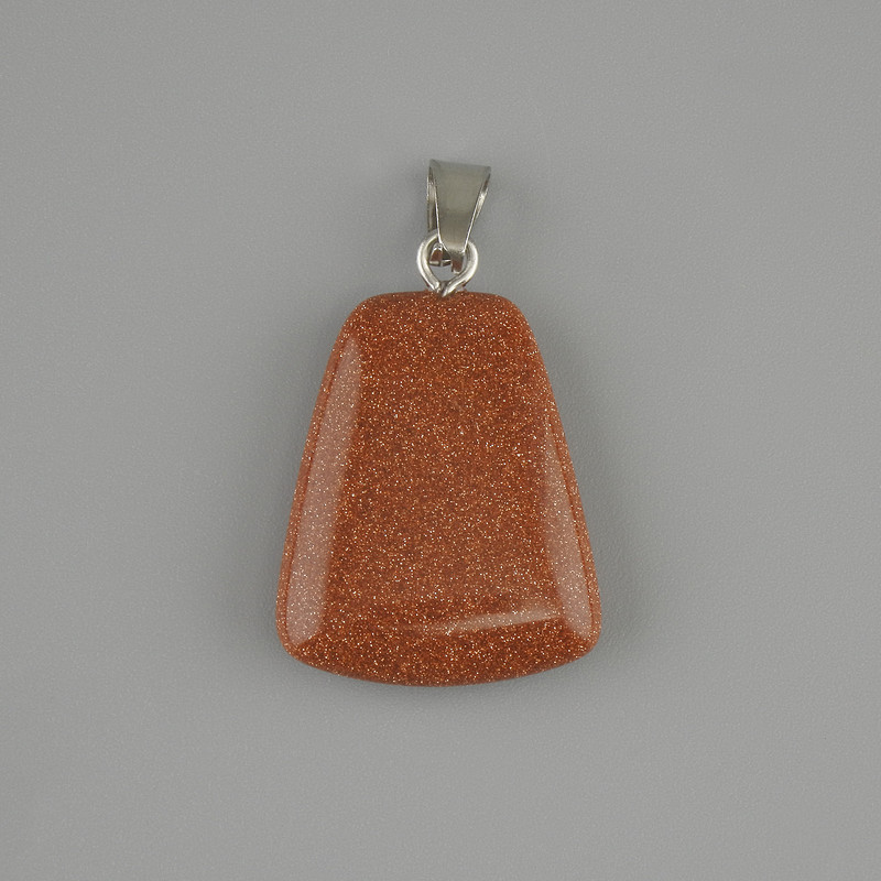 Aventurine Pendant Golden Sand, Trapezoid 17x21 mm ±, Length 30 mm ±