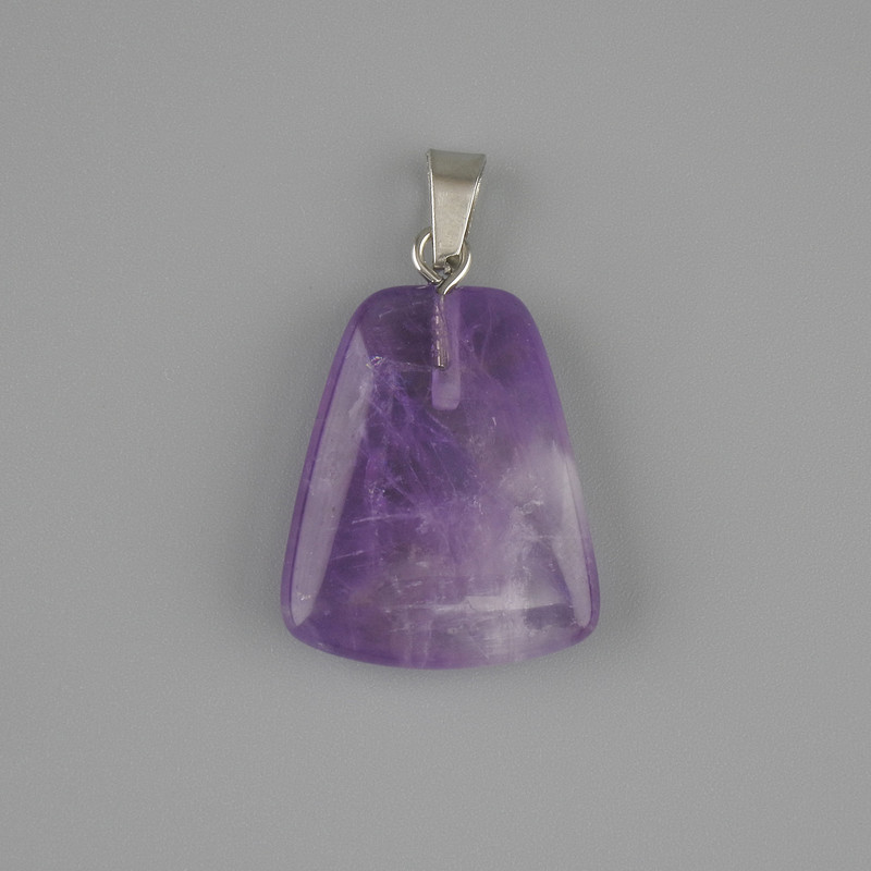 Amethyst pendant, trapezoid shape, 17×21 mm ±, length 30 mm ±