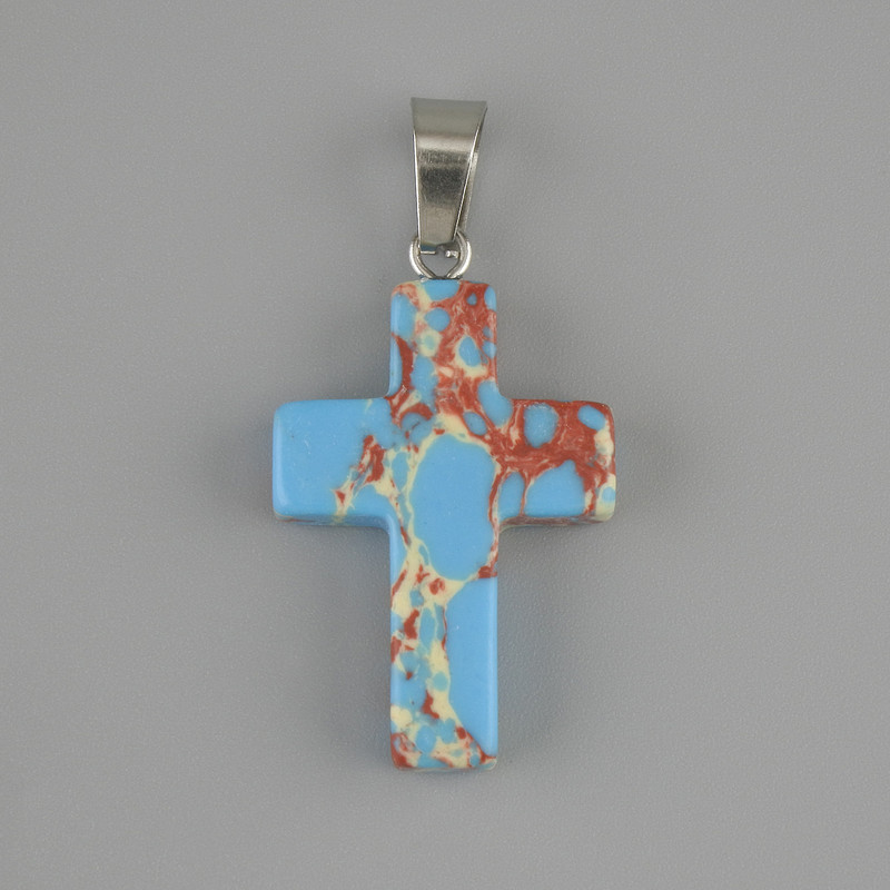 Blue Variscite Cross Pendant 25×18 mm, length 36 mm