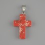 Pendant Cross with Red Variscite, 25×18 mm, 36 mm long