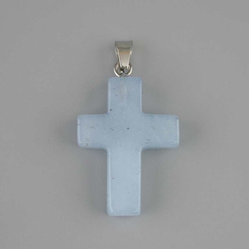 Cross Pendant Aquamarine 25x18mm+-, length 36mm+