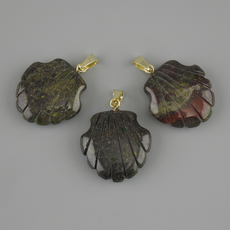 Pendant Shell Jasper Dragon's Blood 22×22 mm, length about 30 mm