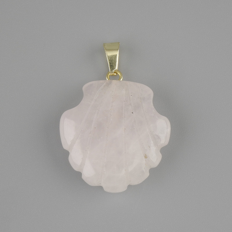 Pendant Shell Pink Quartz 22×22 mm ±, length approx. 30 mm
