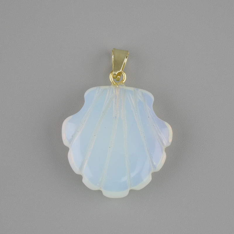 Pendant Shell Moonstone Opalite 22×22 mm, length 30 mm