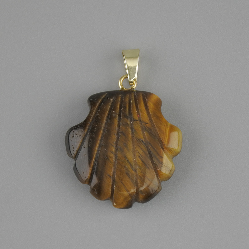 Pendant Shell Tiger's Eye 22×22 mm ±, length 30 mm ±
