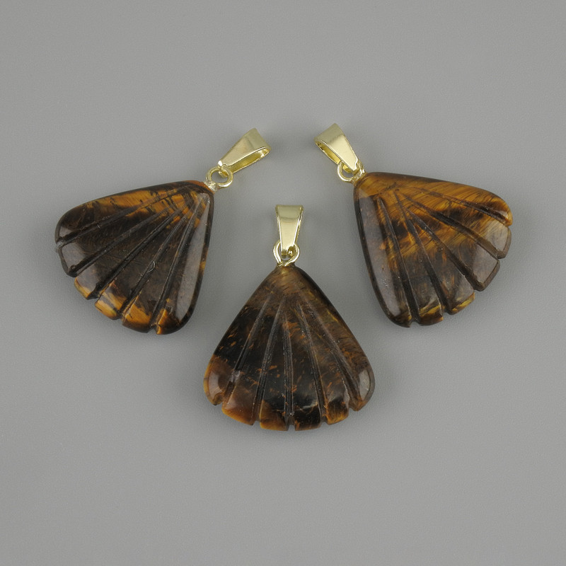 Pendant Tiger's Eye Shell 20x20 mm ±, length 28 mm ±