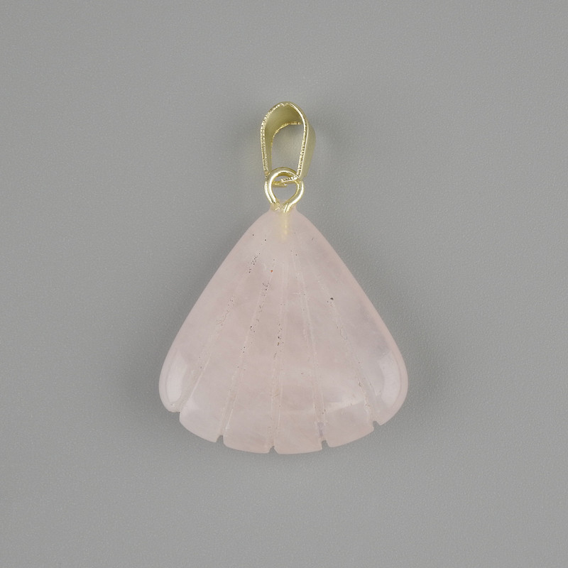 Pendant Pink Quartz Shell 20×20 mm ±, length 28 mm ±