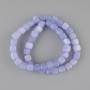 Aquamarine cube beads 7–8×7–8 mm, on thread, strand length about 37 cm