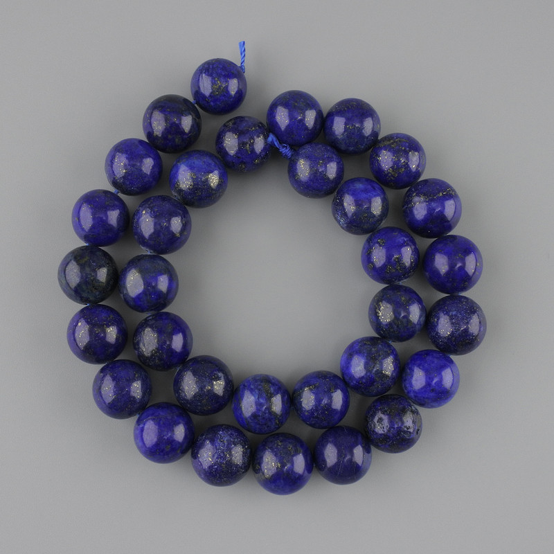 Lapis Lazuli Beads, Smooth Round 12 mm, ± Length 38 cm on a Thread