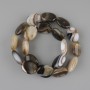 Agate beads, oval flat, 19.5–20×15 mm ±, on thread, length about 39 cm