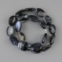Agate oval-flat beads, 19.5–20×15 mm, +/- on beading wire, 38 cm length