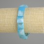 Blue Agate Bracelet with Faceted Square Beads, 12×12 mm, 18 cm Stretch