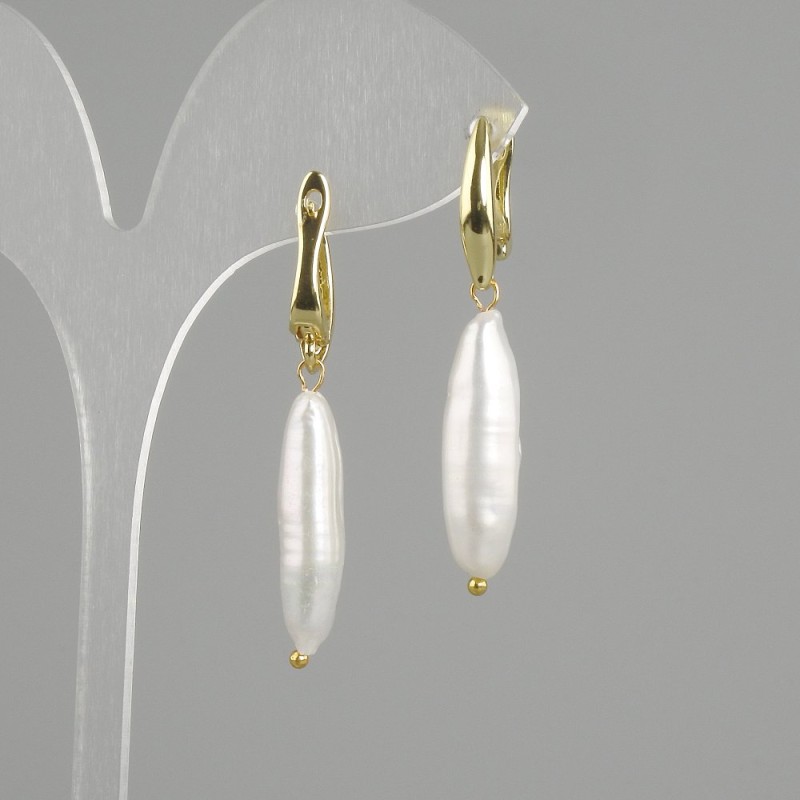 Baroque Pearl Earrings 25×6, 5 mm ±, length 43 mm ±