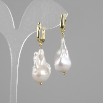 Baroque Pearl Earrings 24×15 mm ±, length 40 mm ±