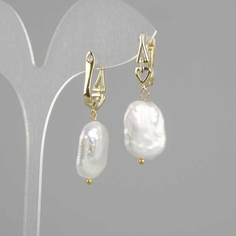 Baroque Pearl Earrings 18x15 mm ±, length 40 mm ±