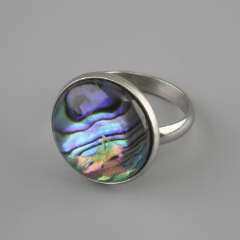 Ring with Halite, 17.5 mm +/-, without, silver-toned metal