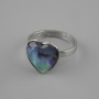 Heart-Shaped Abalone Ring 13×13 mm ±, silver-tone metal