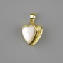 Heart Pendant for Photo with Mother-of-Pearl, dimensions 17×18 mm, length 28 mm, gold-tone metal