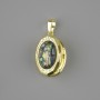 Photo Pendant with Chalcedony, Diameter 21×16 mm, Length 31 mm, Gold-Tone Metal