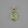 Haliotis Pendant with White Rhinestones, 21×13 mm diameter, approx. 27 mm long, gold-tone metal