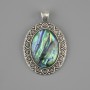 Abalone Pendant 44×28 mm ± Silver-Colored Metal