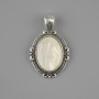 Pendant Mother-of-Pearl 34×21 mm ± Silver-tone metal