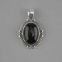 Pendant with Black Agate 34×21 mm ± silver-toned metal