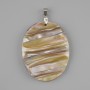 Pendant natural mother-of-pearl, diameter 53×41 mm, length ~68 mm, silver-tone metal