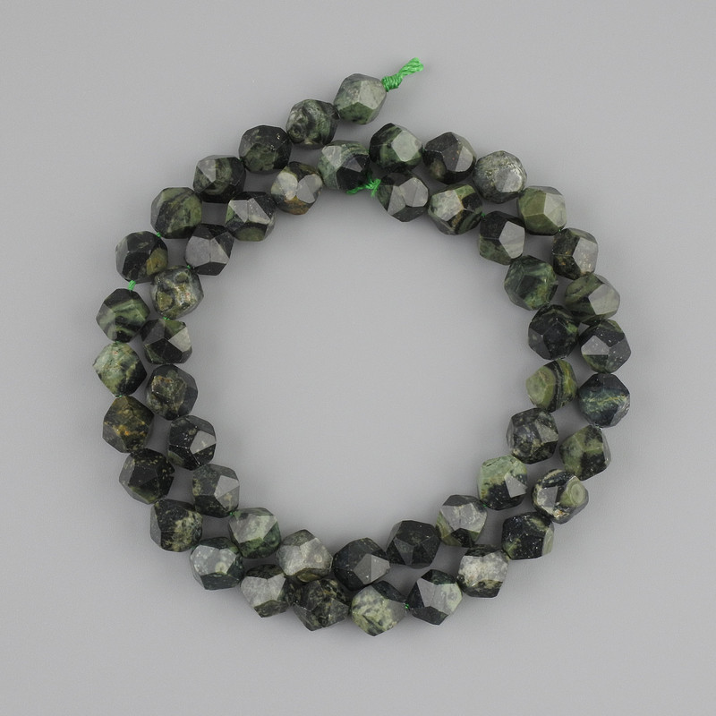 Ocean Jasper Beads, Faceted, 8x7 mm Diameter, 39 cm Length ± on thread