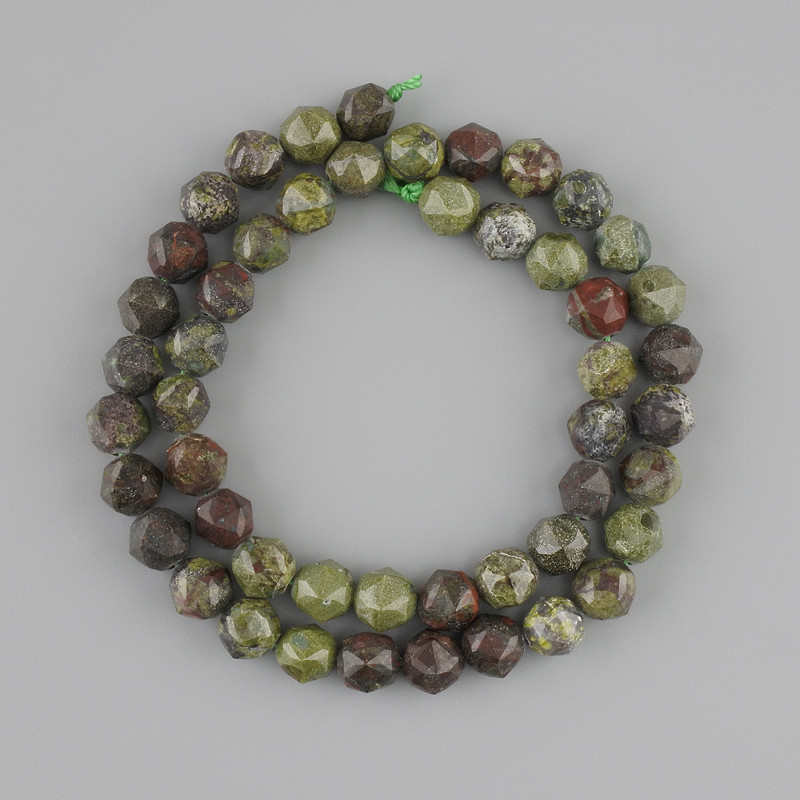 Dragon Blood Jasper Beads, Faceted Round 8mm, 39cm Length on Thread