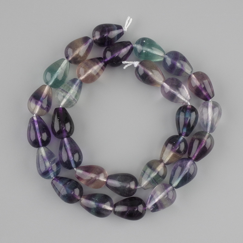 Fluorite drop beads, diameter 14x10 mm ±, length 39 cm ± on thread