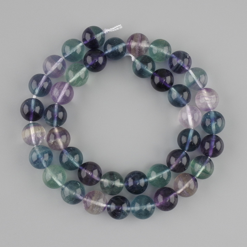 Beads Fluorite smooth sphere, diameter 10 mm ±, length 40 cm ± on thread