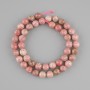 Rhodochrosite faceted beads, 8 mm diameter ±, 38 cm length on thread