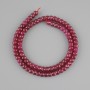 Ruby beads, faceted rondelle 6x4 mm on a thread