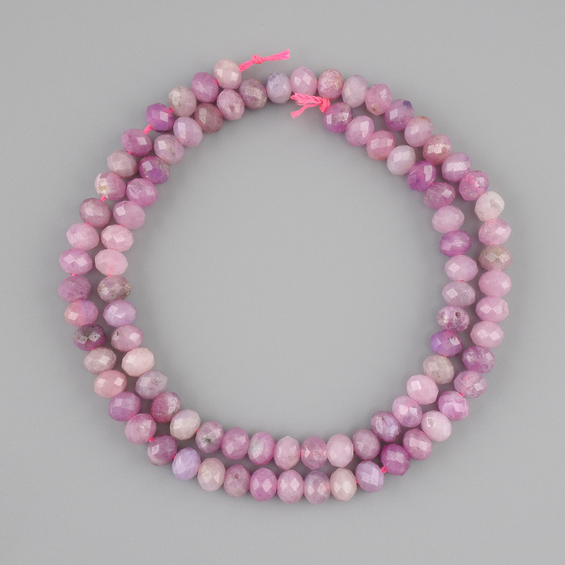 Ruby Beads, Faceted Rondelle, Diameter Approximately 5 mm (5×4 mm), Length About 40 cm on Thread
