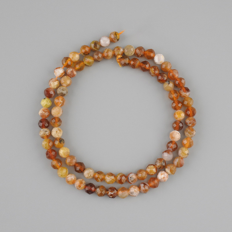 Carnelian faceted beads, 5mm diameter, 39 cm length on thread