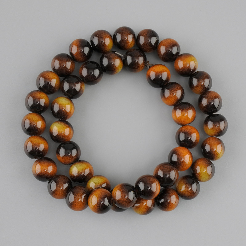 Tiger's Eye Beads (per piece) smooth round bead, 10 mm diameter, 39 cm long ± on thread