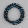 Azure-blue Tiger's Eye Beads (Synthetic), smooth round beads, 8 mm diameter ±, 38 cm length ±, on beading wire