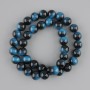 Azure-blue Tiger's Eye Beads (Synthetic) Smooth Round Beads, 10 mm Diameter ±, 38 cm ± on Monofilament