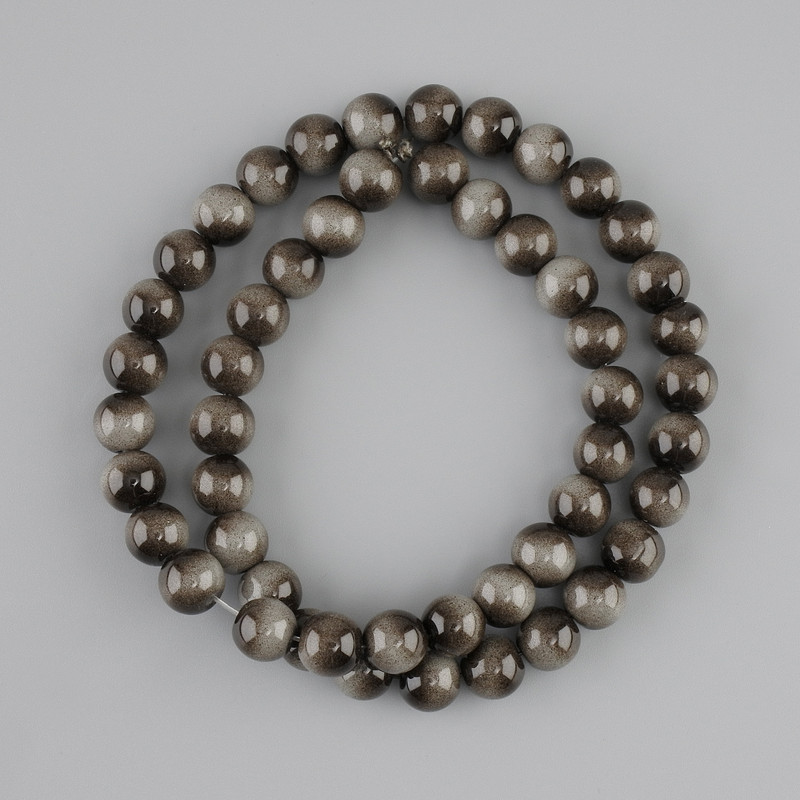 Gray Tiger's Eye Beads (per piece) smooth round beads, 8 mm diameter, 37 cm length on beading thread