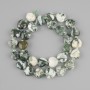 Heart-shaped Moss Agate Beads, diameter 12–12.5×11–12 mm ±, seed beads 3 mm ±, length 40 cm ± on thread