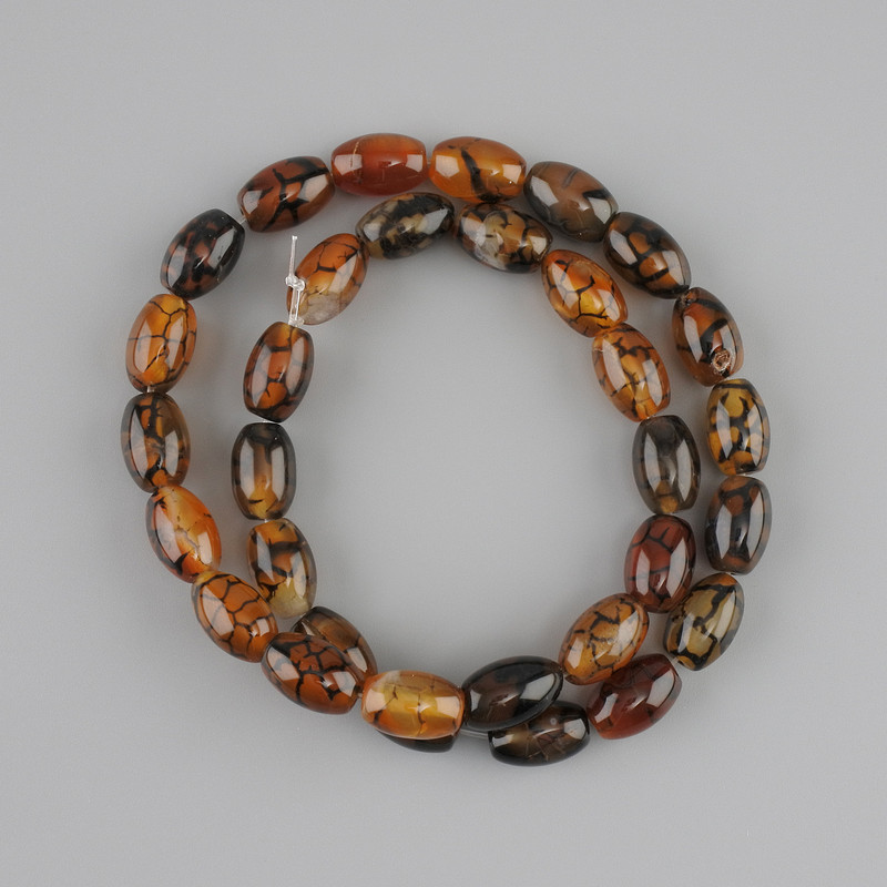 Beads Agate 'Dragon's Veins' grain, diameter 12×8mm, length 38 cm on thread