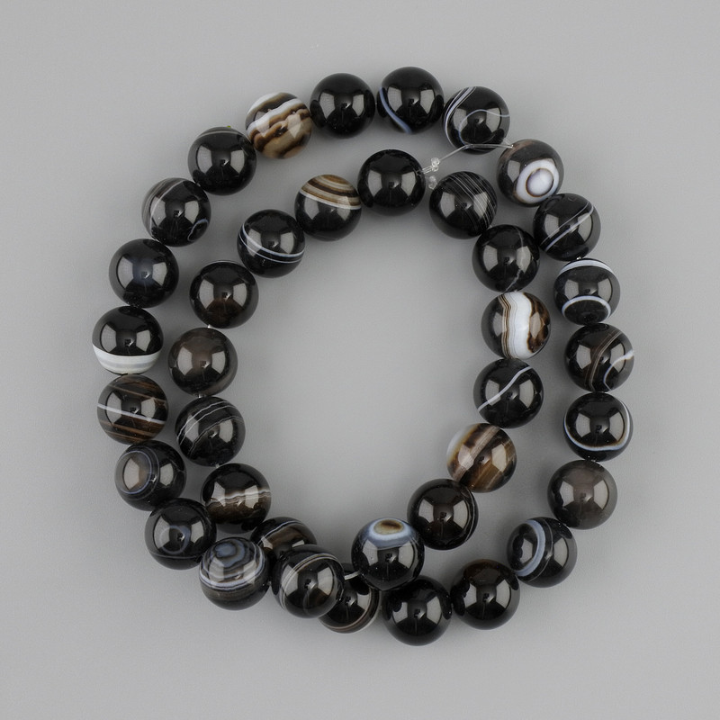 Eye Agate Beads, Smooth Round Beads, 10 mm Diameter, +/- 39 cm Length on Beading Wire
