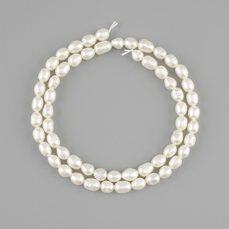 Natural freshwater pearl beads, 5.5–8 × 4.5–5 mm ±, length 35 cm ±