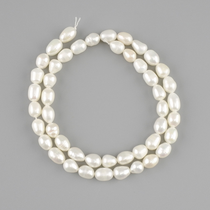 Natural freshwater pearl beads 7–8×5–6 mm, 34 cm strand ±