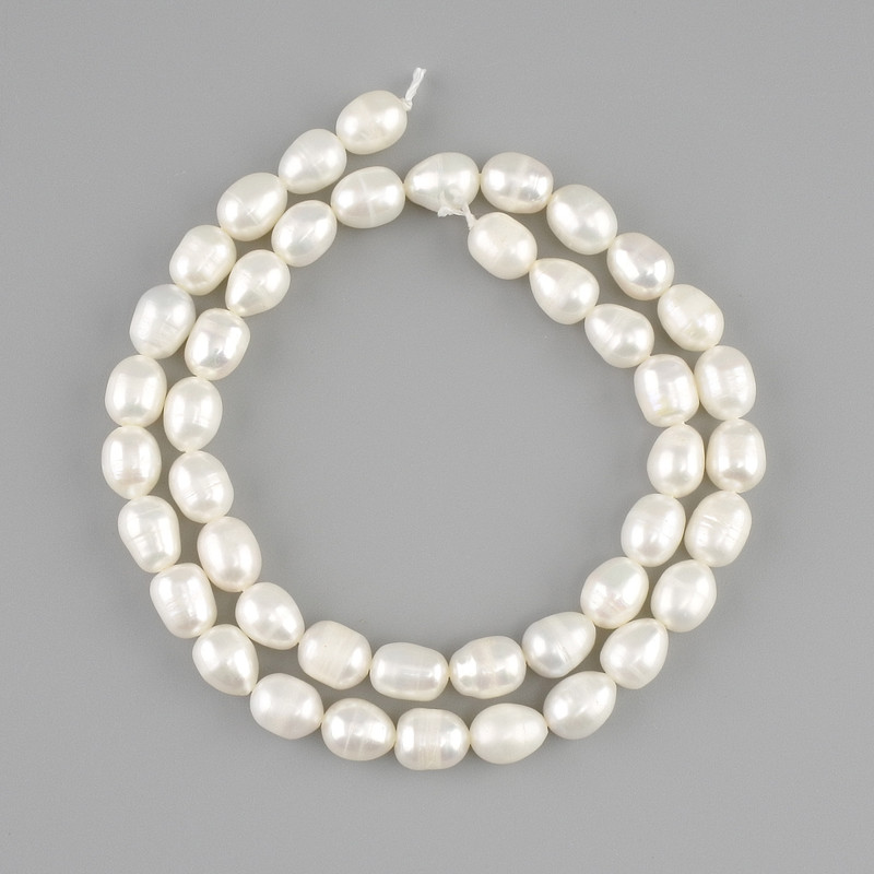Natural river pearl beads 8.5–9×6–6.5 mm, length 36 cm