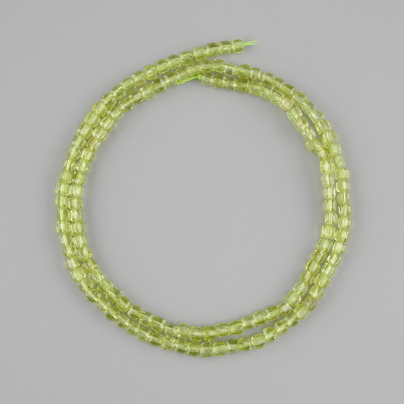 Chrysolite faceted cube beads, 3×3 mm, 39 cm+