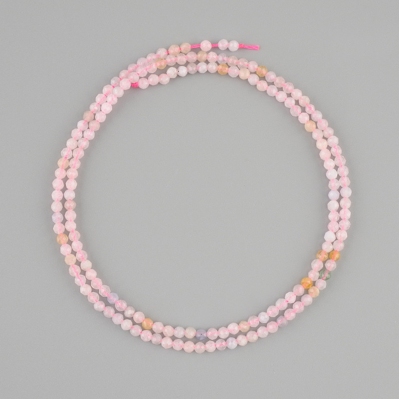 Morganite Beads - Faceted Round Bead, 2 mm Diameter, 39 cm Length
