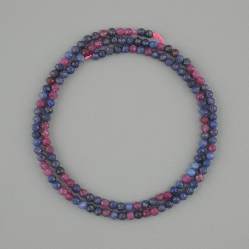 Sapphire and Ruby Beads, Faceted Round Bead, 3 mm diameter, 38 cm length