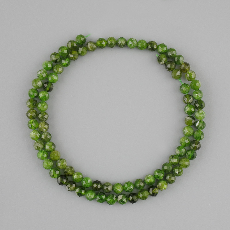 Diopside Beads, Natural Stone, Faceted Round Bead, 4 mm Diameter ±, 37 cm Length ±